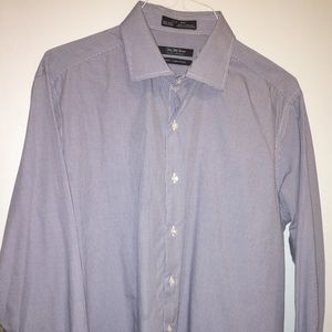 Saks blue gingham slim fit dress shirt 17.5”